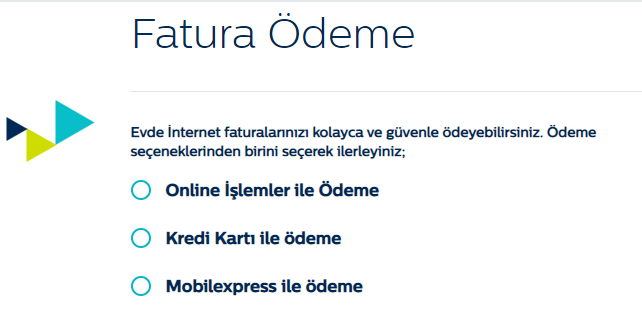 Türk telekom internet TTNET fatura ödeme ekranı